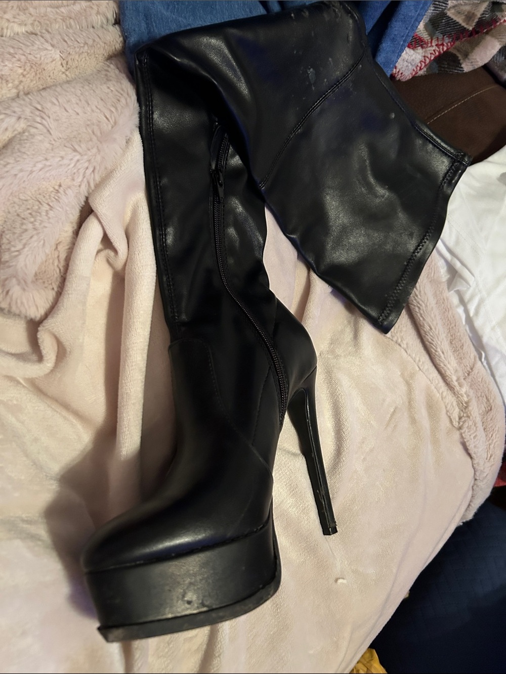 Thalia Sodi Black Over-the-Knee Platform Stiletto Boots